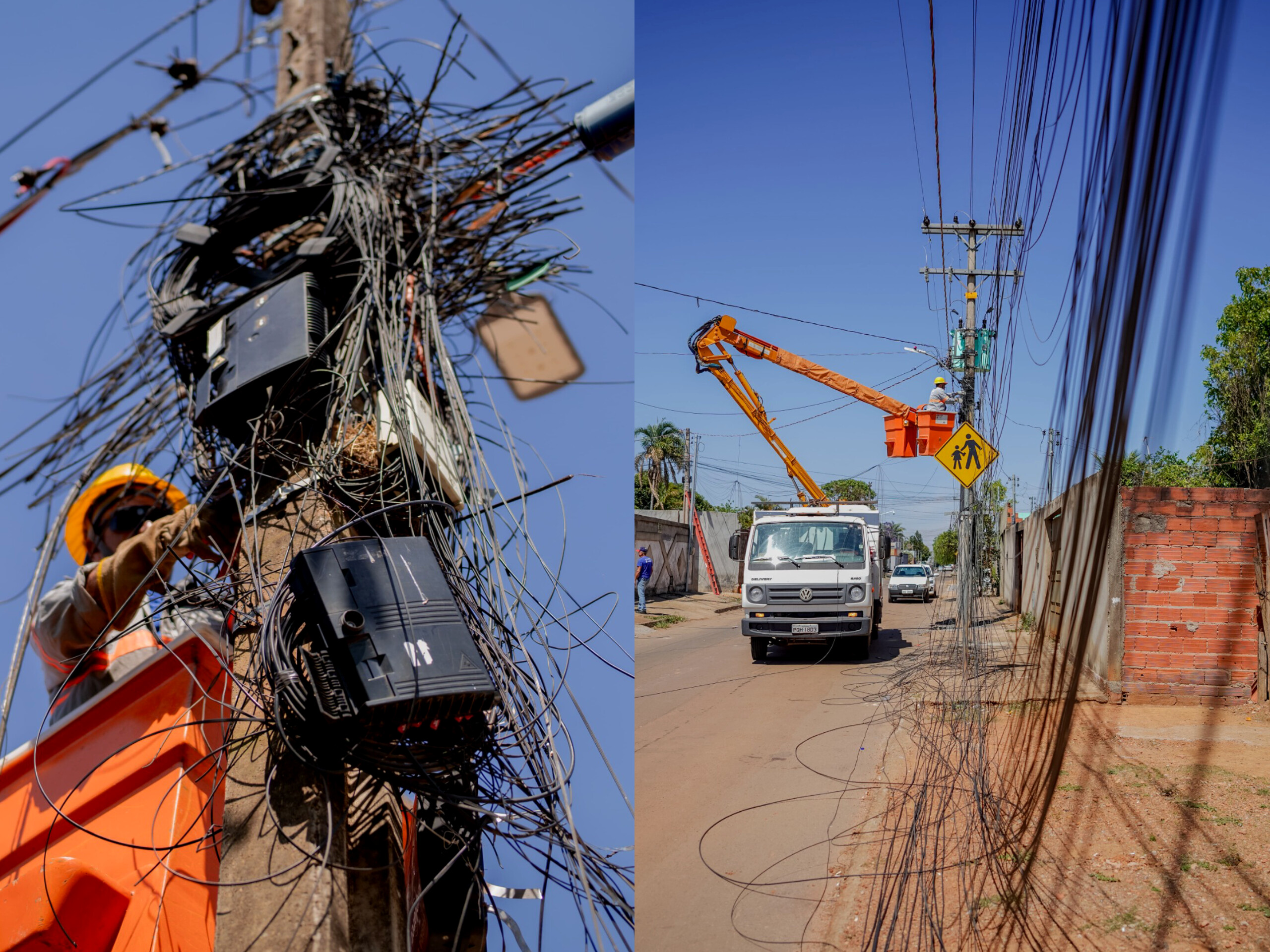 Prefeitura aperta fiscalização e ameaça cortar fios irregulares de internet em Anápolis