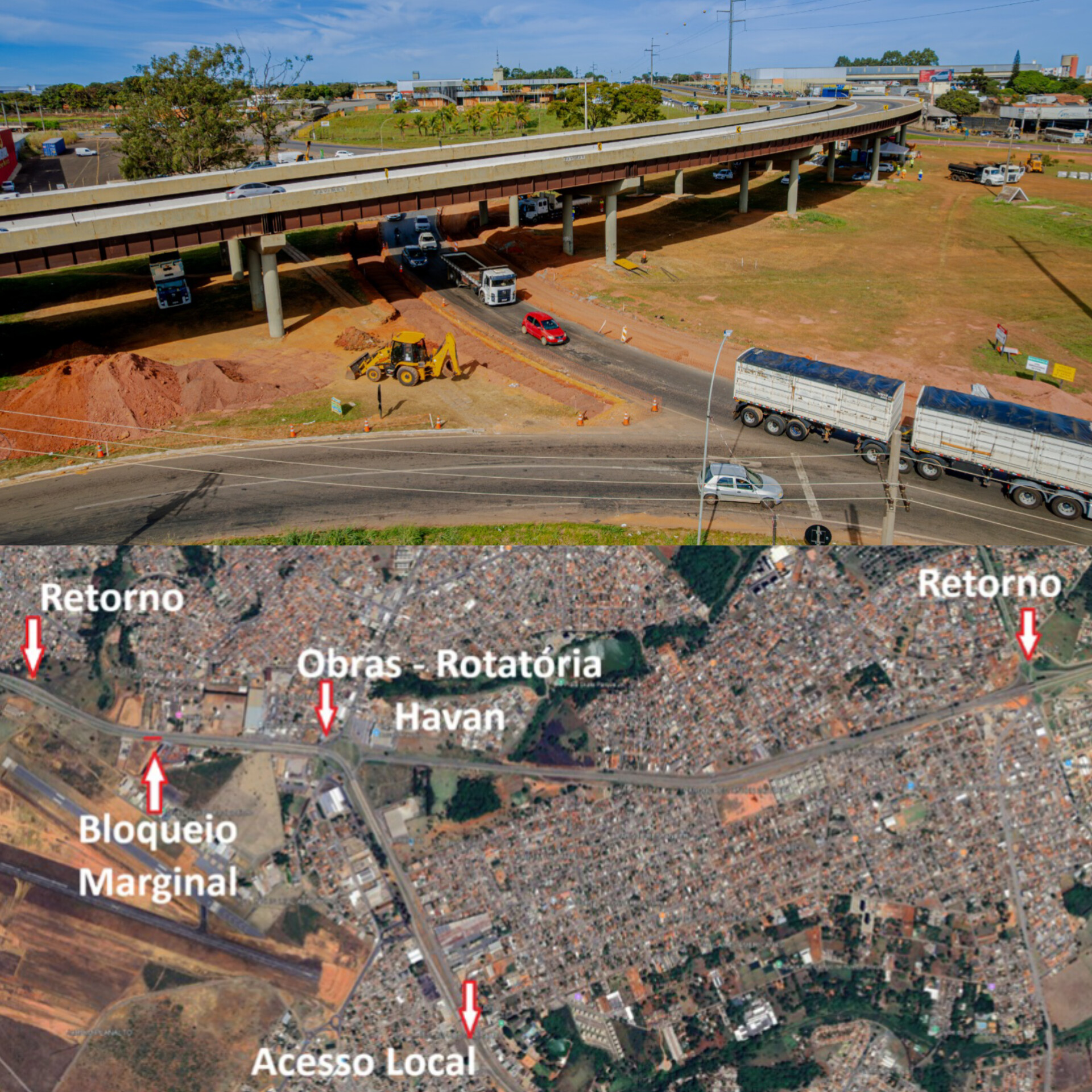 Trabalho noturno: Prefeitura orienta motoristas sobre interdições temporárias no trevo da Havan, em Anápolis